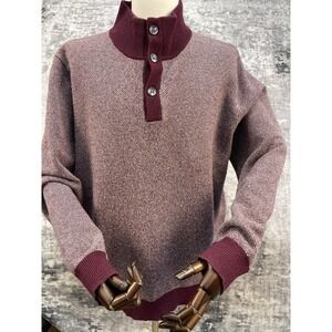 Charles Tyrwhitt Men XL Knit Polo Sweater Tipped Burgundy Quiet Luxury Old Money